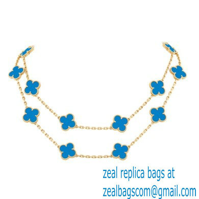 Van Cleef  &  Arpels Onyx Vintage Alhambra Necklace blue/gold